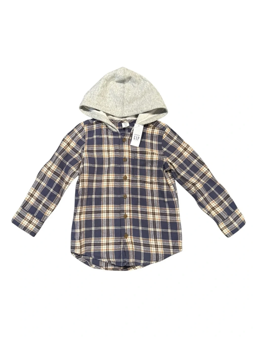 babyGap Toddler Boy’s Hooded Flannel Shirt Button-Up Shirt Fall Size 4 years